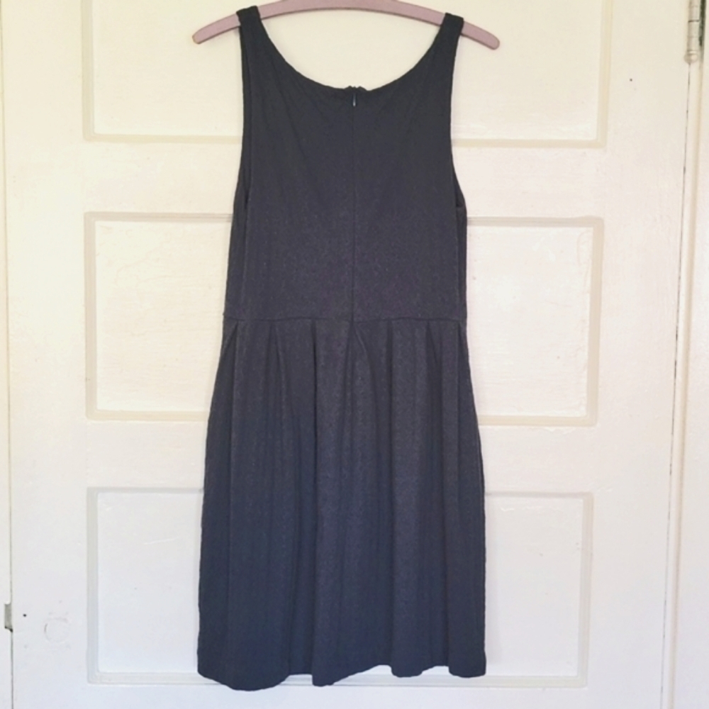 Anthropologie Deletta A Line Textured Slate Blue Sleeveless Day Dress w/ Pockets